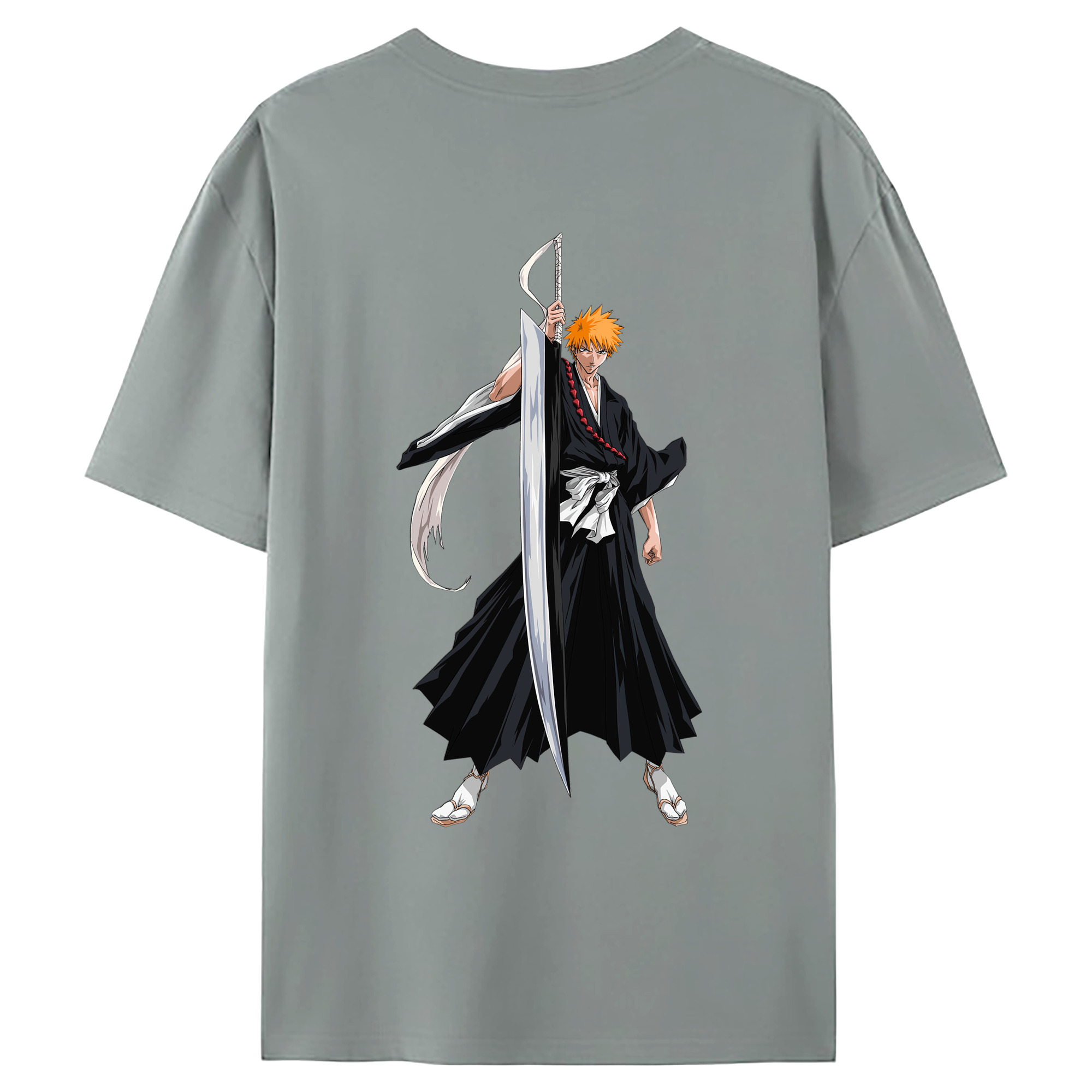（画像用） ブリーチ 黒崎一護（くろさき いちご）BLEACH Kurosaki Ichigo 綿100％ メンズ半袖Tシャツ（バックプリント） 通気性